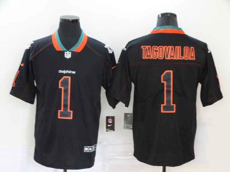 Men's Miami Dolphins Tua Tagovailoa #1 Black Jersey